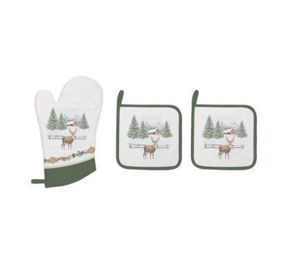 Conjunto Luva e 2 Pegas de cozinha White Forest: Easylife