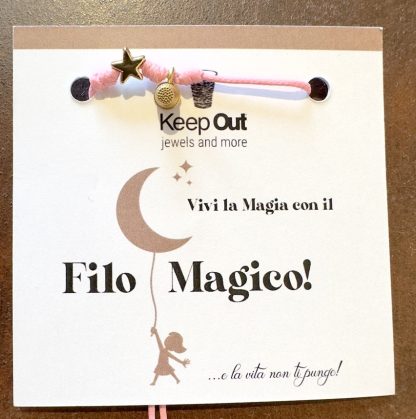 Pulseira Fio Mágico Dedal com Pendente: Rosa com Estrela