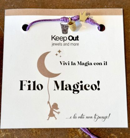 Pulseira Fio Mágico Dedal com Pendente: Roxo com Coroa