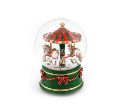 Globo de Neve Carrossel: verde e vermelho