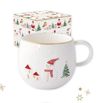 Chávena grande decorada em relevo Let it Snow - Boneco de Neve: Easylife