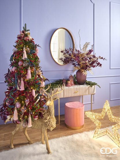 Vela Sino de Natal em Vidro Rosa: grande 18X13cm