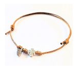 Pulseira ajustável Dedal + Trevo: Castanha