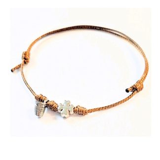 Pulseira ajustável Dedal + Trevo: Castanha