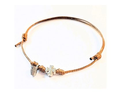 Pulseira ajustável Dedal + Trevo: Castanha