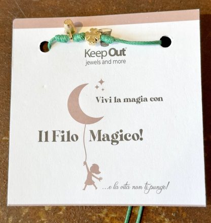 Pulseira Fio Mágico Dedal com Pendente: Verde com Trevo