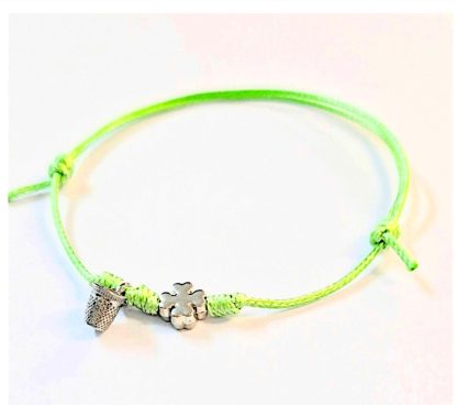 Pulseira ajustável Dedal + Trevo: Verde Claro