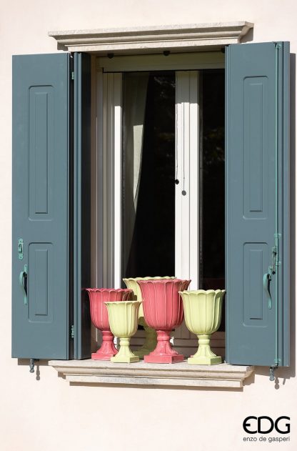 Vaso Tulipa com Pé Rosa Forte 35cm