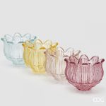 Castiçal/Taça gorducho em Vidro Tulipa: Rosa Forte