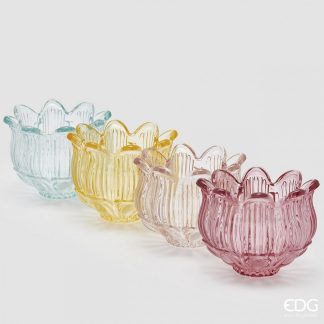 Castiçal/Taça gorducho em Vidro Tulipa: Rosa Forte