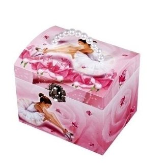 Caixa de música Mala alça Pérolas Bailarina Rosa