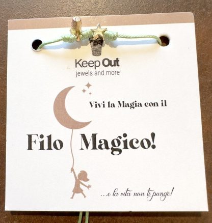 Pulseira Fio Mágico Dedal com Pendente: Verde Água com Estrela