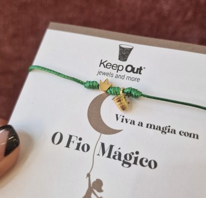 Pulseira Fio Mágico Dedal com Pendente: Verde com Coroa