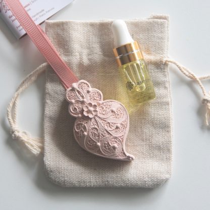 Coração Médio Rosa Velho em saco de Linho: aroma Jasmim