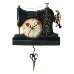 Vintage Stitch Clock (black sewing machine) P1752 enesco relógio costura