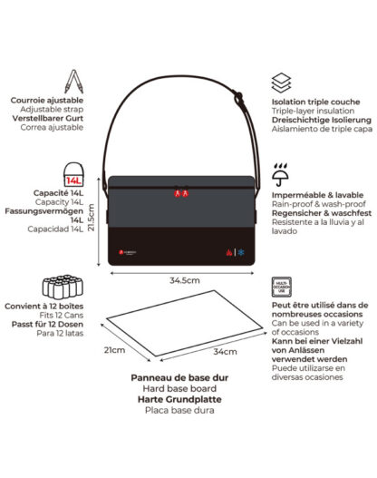 Saco Térmico L 14lt com alça Vermelho e Preto - Image 2