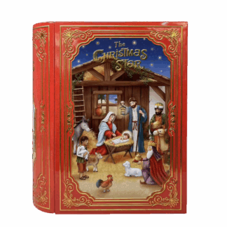 Large Book Tin Christmas Star lata natal presépio