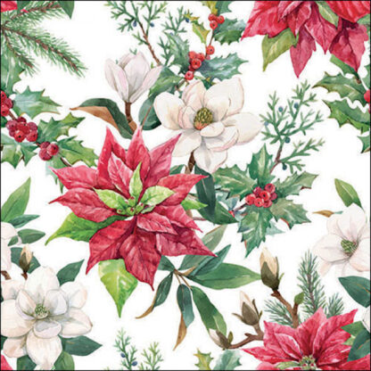 Napkin 33 Mistletoe with bow white FSC Mix Article number 3331886 GUARDANAPO NATAL SERVILLETA