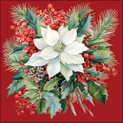Napkin 33 Poinsettia bouquet red FSC Mix Article number 33319932 guardanapo servilleta natal
