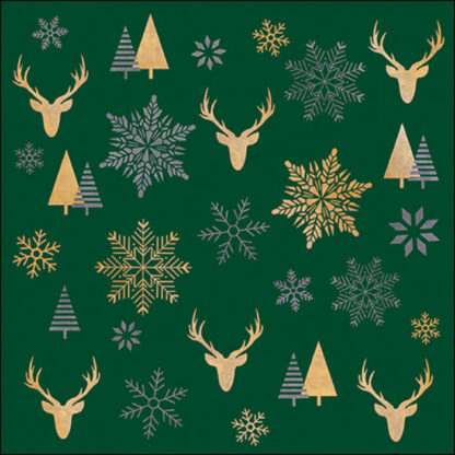 Napkin 33 Winter silhouettes green FSC Mix Article number 33320021