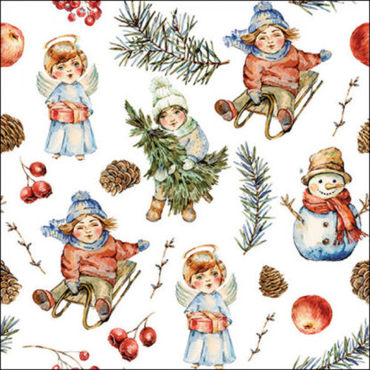 Guardanapo papel 33X33: Brincadeiras na Neve
