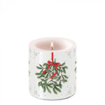 Candle small Mistletoe with bow white Article number 39218860 vela natal azevinho
