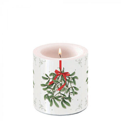 Candle small Mistletoe with bow white Article number 39218860 vela natal azevinho