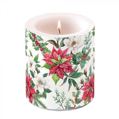 Vela média decorativa: Floral com Poinsettias