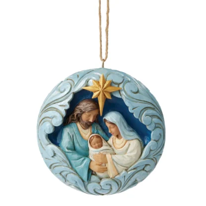Blue and Gold Holy Family Hanging Ornament 6017008 This Jim Shore