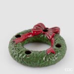 GARLAND CANDLE HOLDER X4 H.5.5 D.22 C5 Cod. 4400401A774 Variation GREEN RED EDG ENZO DE GASPERI COROA DE ADVENTO