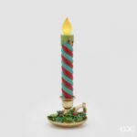 LED CANDLE WITH SAUCER H.45 D.18 C5 Cod. 6100308A774 Variation GREEN RED erdg enzo de gasperi natal