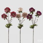 VELVET ANEMONE BRANCH X3 WITH LEAVES 3 ASS. H.80 C5 Cod. 2100508A599 Variation PINK MIX