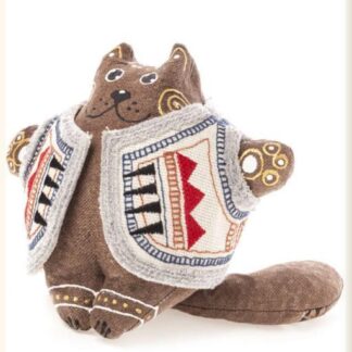 Gato Gorducho Castanho com Colete: artesanato Ucraniano