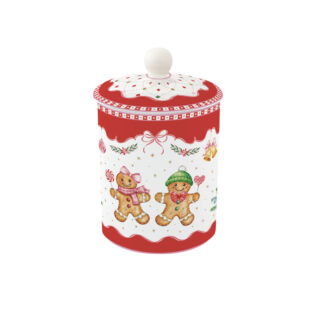 Easy Life – Barattolo con coperchio in porcellana altezza 18 cm diametro 11,5 cm – Sweet Christmas