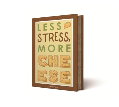 Conjunto Amantes de Queijo "Less Stress, More Cheese": 4 peças
