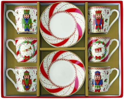 Conjunto 6 chávenas de café + pires Nutcracker Swirl: Easylife