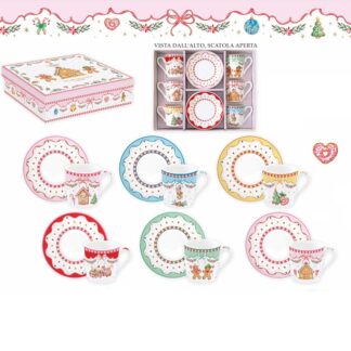 Conjunto 6 chávenas de café + pires Sweet Christmas: Easylife