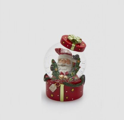 Globo de Neve Caixa Vermelha 10cm: Pai Natal