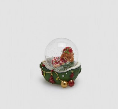 Globo de Neve 6.5cm Cãozinho: base verde
