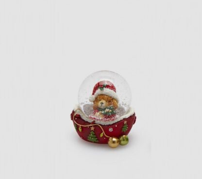 Globo de Neve 6.5cm Cãozinho: base vermelha