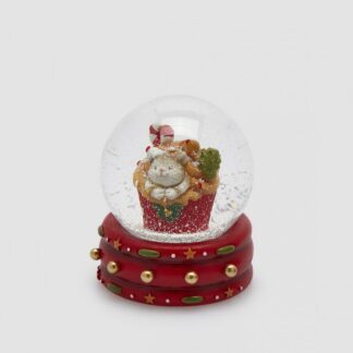 Globo de Neve Gatinho 9cm: com azevinho