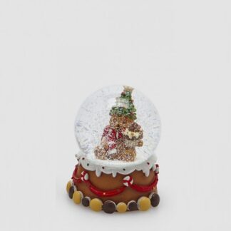 Globo de Neve 9cm Urso Guloso: modelo Gorro Pinheiro e Bolinho