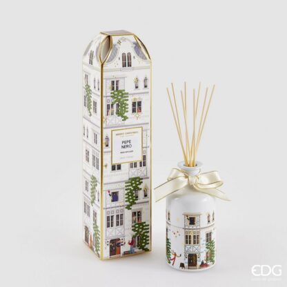 Difusor Mikado Casinhas de Natal: 200ml aroma Pimenta Preta (Branco)
