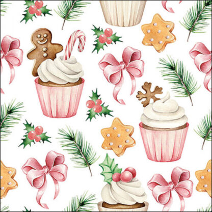 Guardanapo papel 33X33: Doces Rosas de Natal