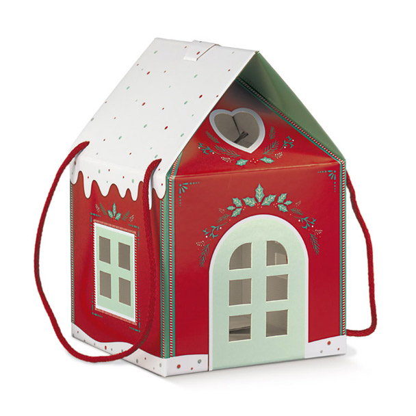 Caixa Casinha com Cordão Red Christmas: 24.5X24.5X15cm