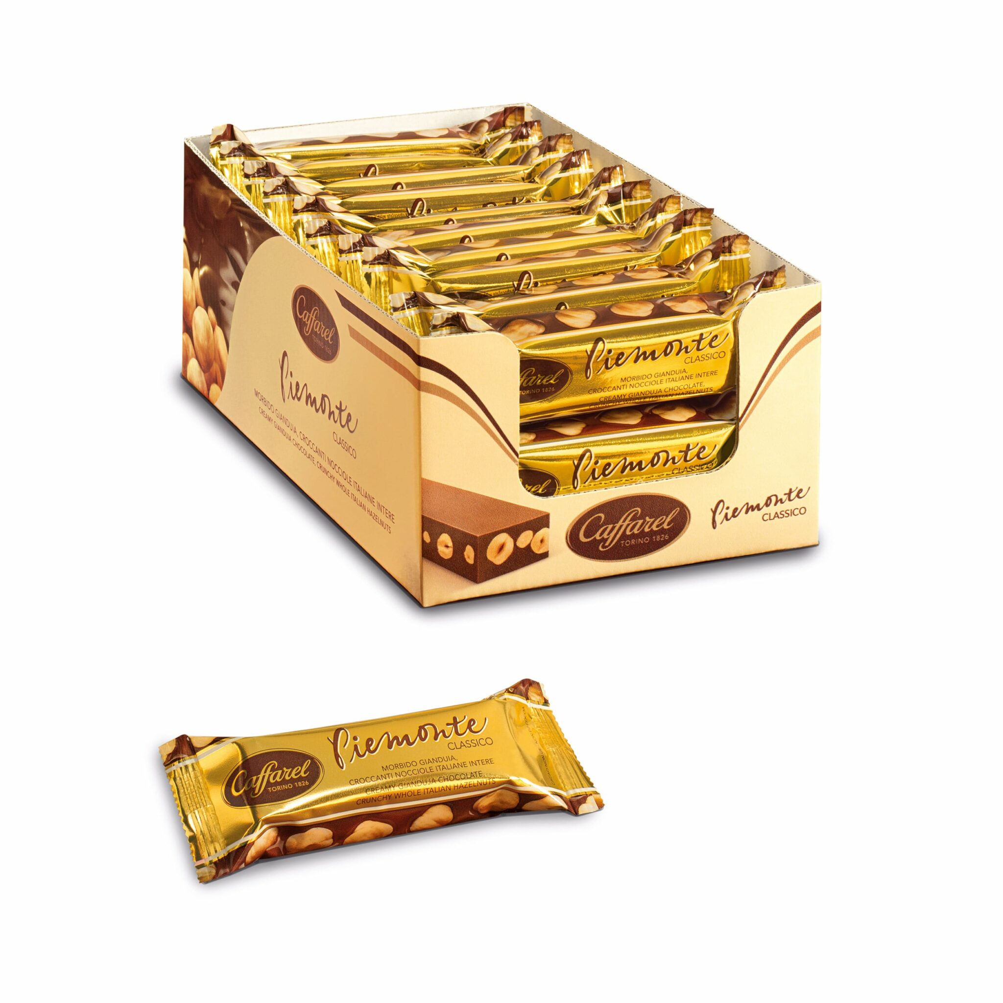 Mini Barra 33gr Caffarel Hazelnut Creations: Chocolate Piemonte Clássico