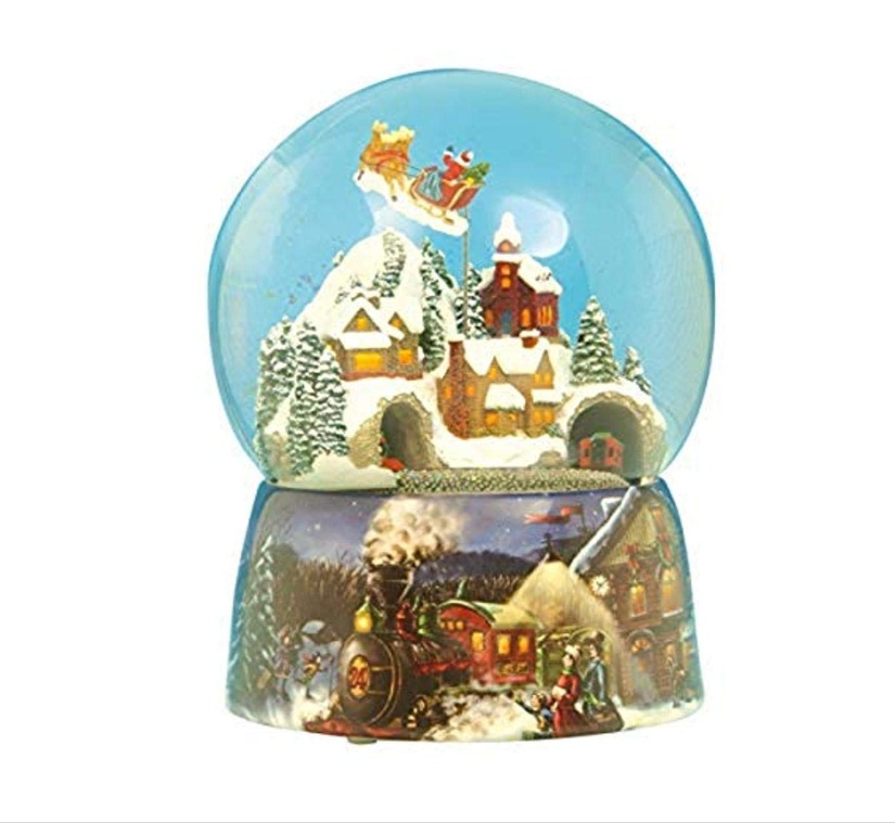 Globo de neve XL Pai Natal no Trenó: rotação dupla