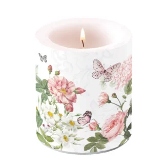 Vela média decorativa: Amélia (Flores e Borboletas)