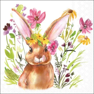 Guardanapo papel 33X33 (20 unidades): Coelhinha e Flores