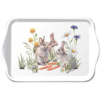 Tabuleiro Melamina 21X13cm Coelhos e Cenouras